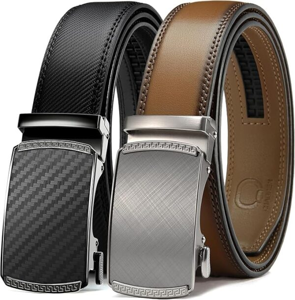 CHAOREN Mens Belt Leather Ratchet Belt 2 Pack - Customizable Fit, Effortless Style (35mm)